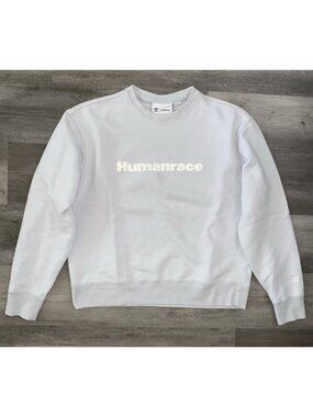 Adidas X Pharrell HumanRace Sweatshirt Pullover Light Blue Spell Out Crew Large